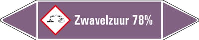 Zwavelzuur 78% leidingmarkering op vel - basen 126 x 26 mm - 5 per vel