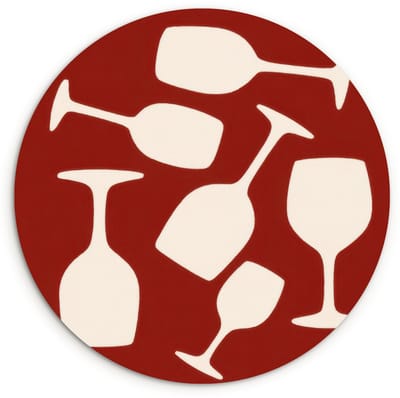 WallCircle® Wandcirkel 120x120 cm - Muurcirkel Wijnglazen - Silhouetten - Wit - Muurdecoratie woonkamer - Wanddecoratie slaapkamer - Kamer decoratie accessoires - Ronde schilderijen XXL