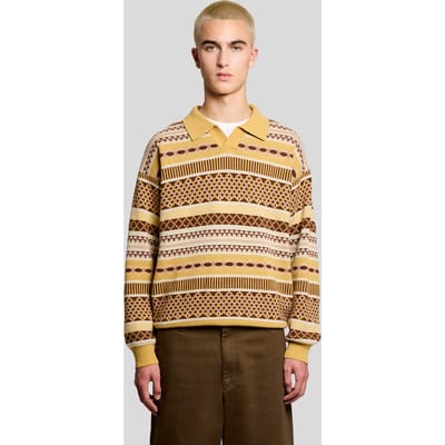 Lyle & Scott Fair Isle Knitted Polo Shirt Brass Taglia: XS | Maglioni a maglia Outlet | Uomo