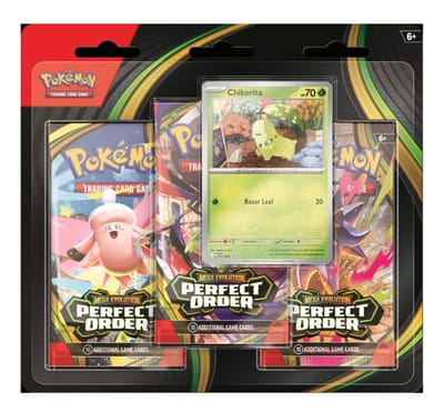 Pokémon Kaarten - Mega Evolution - Perfect Order - 3 Booster Packs - 30 Kaarten Totaal + 1 Foil Promo Kaart van Chikorita - TCG - Pokemon Box - Pokemon Cards - Pokemon Speelgoed - Pack