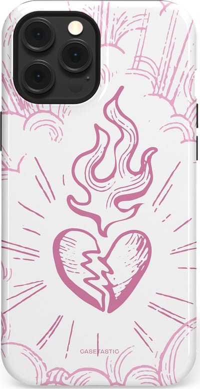 Casetastic Hoesje Geschikt voor Apple iPhone 12 Pro Max Magsafe - Stijlvolle Beschermende Duo-layer Case - Roze Liefdesvlam