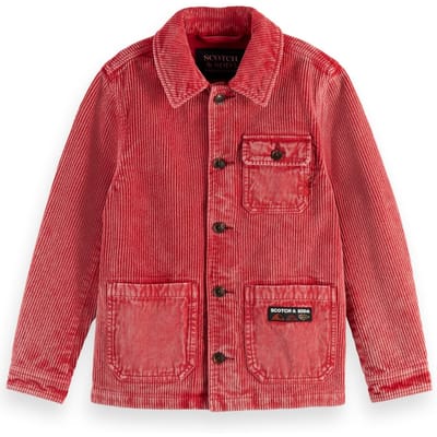 Scotch & Soda Boy Garment-dyed Corduroy Overshirt Ketchup Taglia: 4 | Giacche Outlet | kids