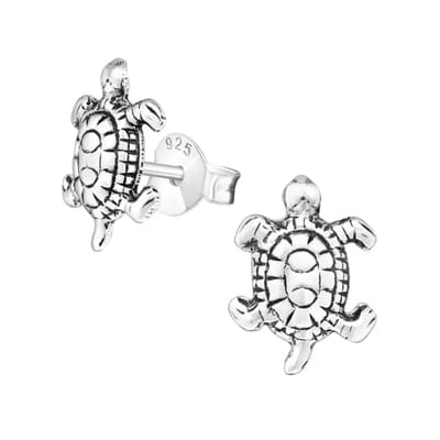 Aramat Jewels | Oorbellen | Zilveren Schildpad Oorbellen Geoxideerd | | | |8mm | Zilver | Kinderen, Volwassenen | Verkleurd niet