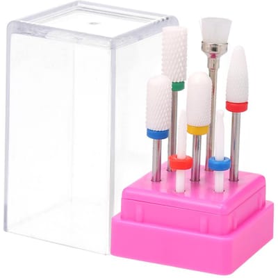 Ensemble combiné de forets à ongles, fraises de manucure en céramique, Kit d'outils d'équipement de perceuse à ongles 1# white