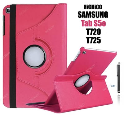 HiCHiCO® Tablet Hoes Geschikt voor Samsung Galaxy Tab T720 Hoesje Rose - Galaxy Tab T725 Hoesje - Galaxy Tab S5e Hoes - 360° draaistand Met Stylus Pen
