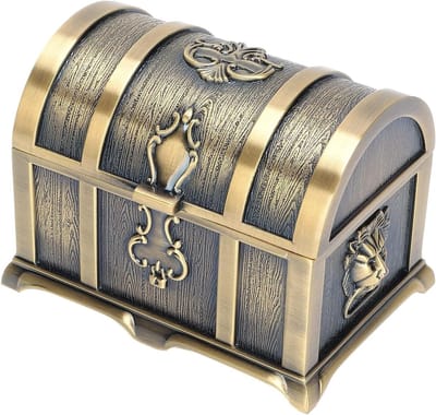 Retro metalen sieradenbox, rechthoekige schatkist voor ringen en oorbellen, mini organizer voor dames, perfect voor opbergdoeleinden en decoratie