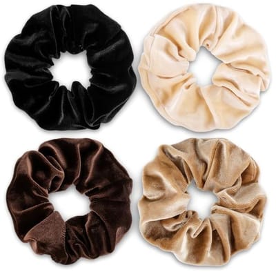 Maison Elara 4 Stuks Fluwelen Jumbo Scrunchies - Grote Zachte Haarbanden voor Dik, Krullend of Dun Haar - Mode Elastiekjes voor Vrouwen en Tieners