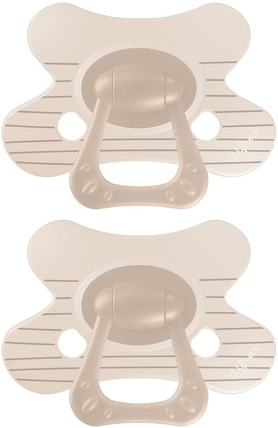 Difrax Fopspeen Natural - 6 tot 12 Maanden - Bruine strepen - 2 Stuks