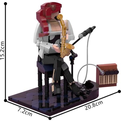 Gobricks MOC Jazz Saxofonist Stenen Optreden Zanger Bouwstenen Grote Swingende Band Speelgoed Cadeau gray