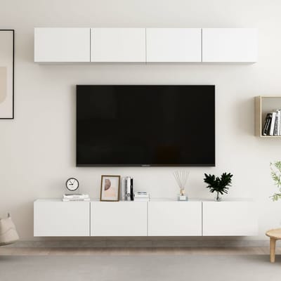 vidaXL - Tv-meubelen - 4 - st - 100x30x30 - cm - bewerkt - hout - wit