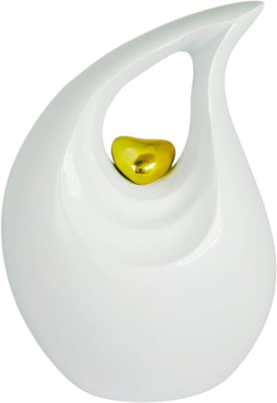 Teardrop As Urn - 800 ML - Teardrop - Handgemaakte Druppel Urn - Crematie Urn - Uniek - Voor Huisdieren of Menselijk As - Crematie As - Decoratie Urn - White Heart