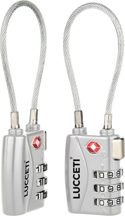 TSA Kofferslot 3 Cijferig - Reisslot – Reis Cijferslot – Cijferhangslot - Hangslot - Hangslotje - Bagageslotjes – Slot voor Bagage – USA Slotjes - Grijs - 2 Stuks