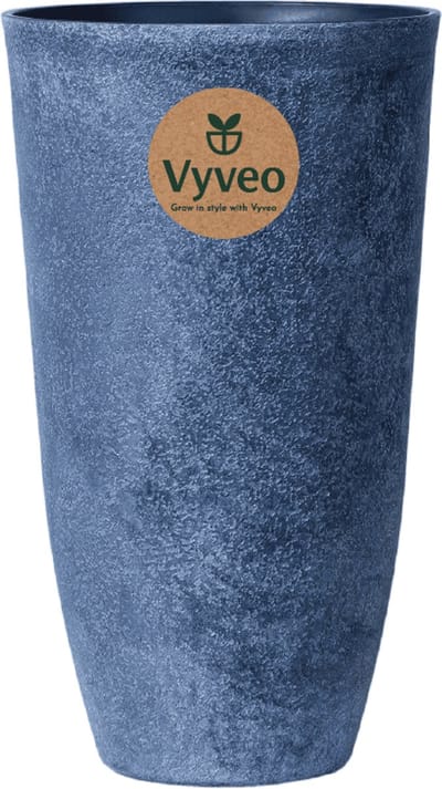 Vyveo - Bloempot Tower - 31x52 - Donkergrijs (Retro) - Bloempot voor binnen en buiten - Lichtgewicht - Breukbestendig - Vorstbestendig - UV-bestendig