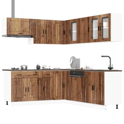 vidaXL - 11-delige - Keukenkastenset - Porto - bewerkt - hout - oud - houtkleurig