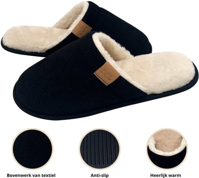 Pantoffel heren - sloffen heren - 40/41 - zwart - anti-slip