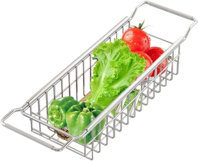 Spoelbak Organizer - Keukenrek - Keuken Opbergen - Telescopisch Ontwerp - 40-65 cm - Zilver