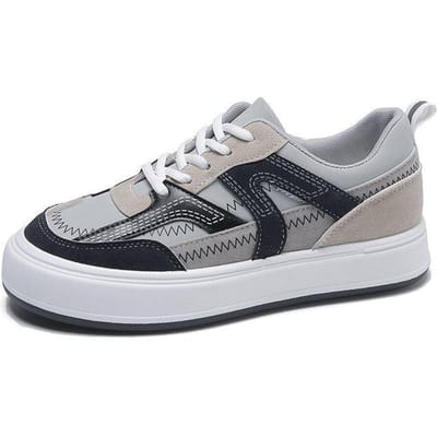 Baskets plates d'automne pour femmes, nouvelles chaussures blanches à lacets assorties aux couleurs pour étudiantes, baskets décontractées rétro 40 gray