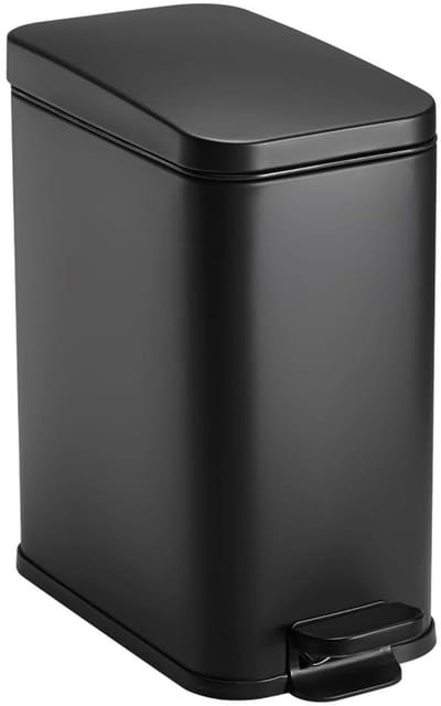 Pedaalemmer - Smalle prullenbak - Ruimtebesparend werken - Soft-close mechanisme - 5 Liter - Zwart