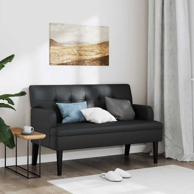 vidaXL - Bank - met - rugleuning - zwart - 112x65,5x75 - cm - kunstleer
