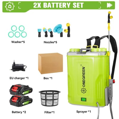 ONEGREEN 20L elektrische sproeier, lithiumsproeier, tuinsproeier, digitaal display, draagbare, draadloze landbouwgereedschappen, voor Makita, 18V accu 2*88VF Battery EU Plug