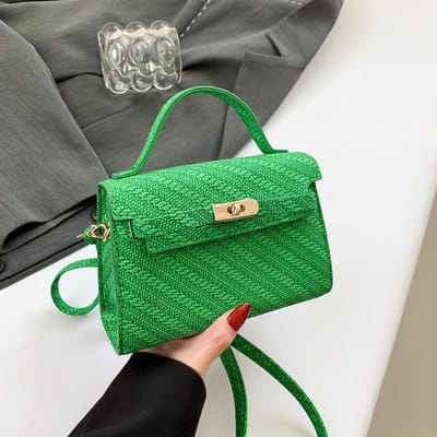 Franse Niche Textuur Handtas Nieuwe Stijl Dames Tas Modieus Eenvoudig Crossbody Populair Mooie Kleine Vierkante Tas green