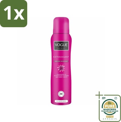 1 x Vogue Women - Extravagant - Parfum Deodorant - 150 ml- Parfum Deodorant - Fruitige Geur - Bloemige Geur - 24 Uur Bescherming - Zweetbescherming