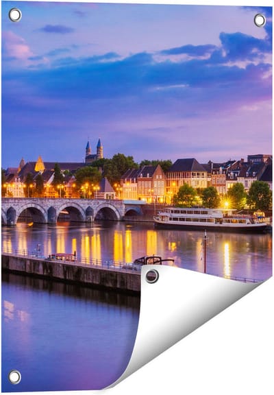 Gards Tuinposter Maastricht Maas Rivier bij de Sint Servaasbrug - 40x50 cm - Tuindoek - Tuindecoratie - Wanddecoratie buiten - Tuinschilderij