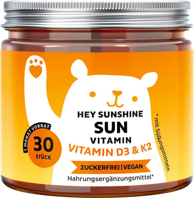 Bears with Benefits - Vitamine D3 25mcg (1000 IE) en K2 Gummies - Voor immunsysteem - Hey Sunshine Vitamine - 30 stuks (1 maand) - Suikervrij, Vegetarisch