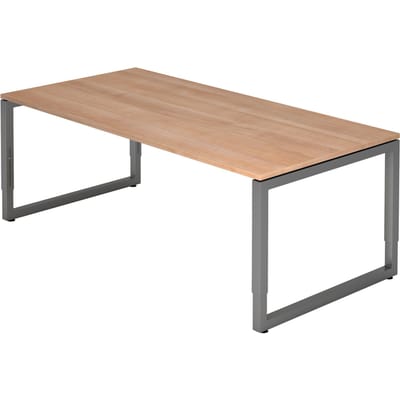 REGO 2E G | Bureau - 200 x 100 Tafelhoogte I In hoogte verstelbaar Walnoot/Grafiet