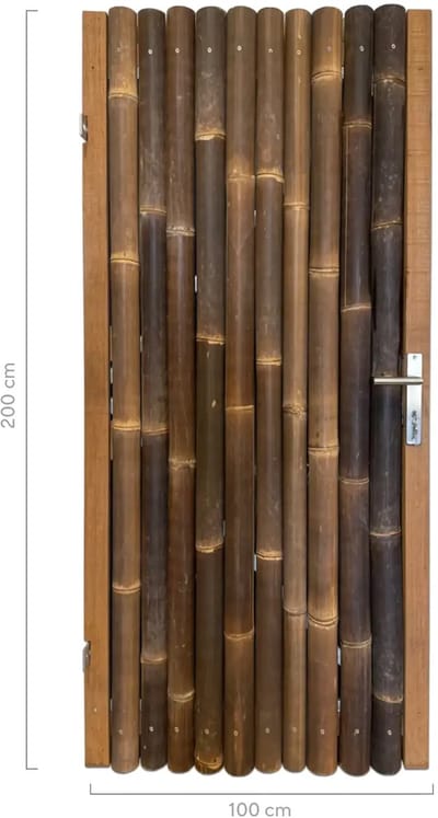 Masters of Bamboo® Bamboe Tuindeur Giant - 100 x 200 cm - Zwart - Linksdraaiend - Tuinpoort