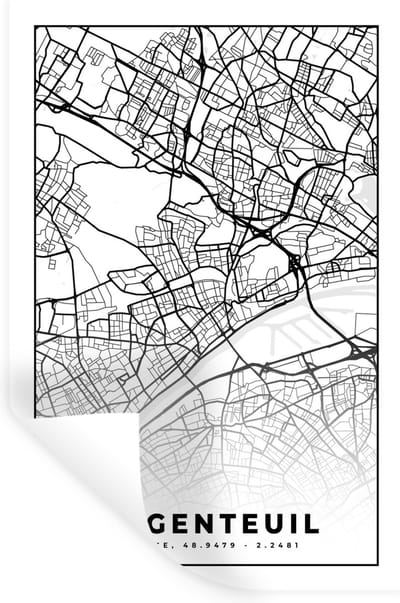 Muurstickers - Sticker Folie - Stadskaart - Plattegrond - Argenteuil - Kaart - Frankrijk - Zwart wit - 20x30 cm - Plakfolie - Muurstickers Kinderkamer - Zelfklevend Behang - Zelfklevend behangpapier - Stickerfolie