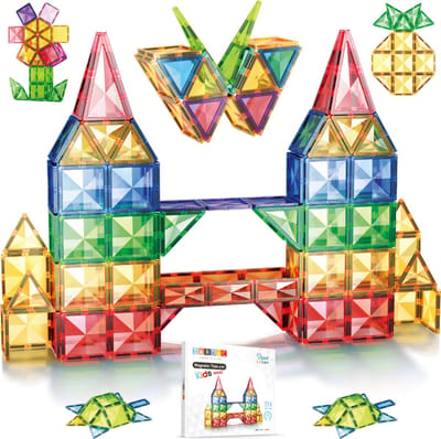 Lardic - Magnetisch Speelgoed - Magnetic Tiles - 40 Stuks - Bouwspeelgoed - Bouwblokken - Magna Magneten Speelgoed - Magnetische Tegels - Bouwstenen - Montessori Speelgoed - Mind Educatief Constructie Speelgoed - Travel set