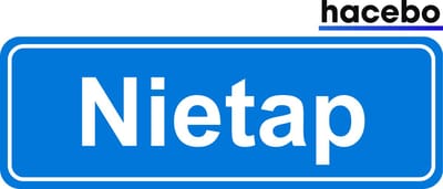 Hacebo - Plaatsnaam Sticker - 29x10 CM - Nietap sticker - Verkeersborden sticker - grappige cadeaus - Nietap