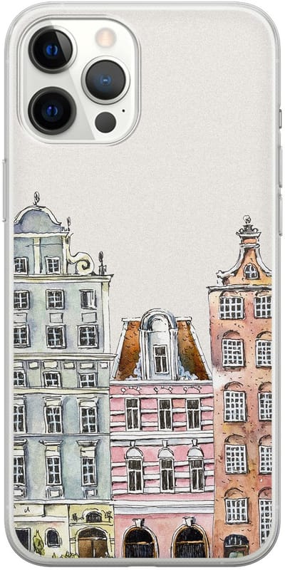 Leuke Telefoonhoesjes - Hoesje geschikt voor iPhone 12 Pro Max - Grachtenpandjes - Soft case - TPU - Print / Illustratie - Multi