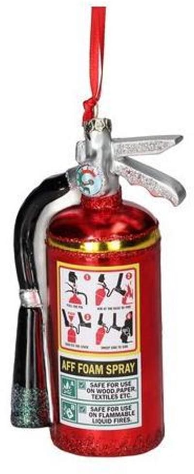Kerstbal Brandblusser – Glas – 13,5 cm – Gift Company – Handgemaakt Ornament