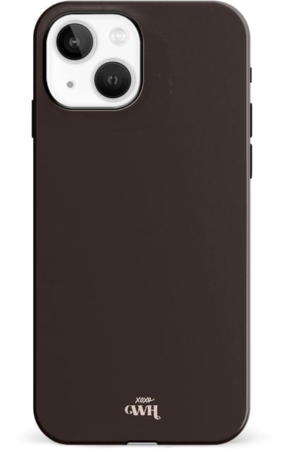 xoxo Wildhearts telefoonhoesje geschikt voor iPhone 13 - Hot Chocolate - Double Layer - Hard case met dubbele beschermlaag - Beschermhoes shockproof case - Hoesje met kleur - Bruin / Donkerbruin