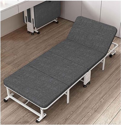 Opvouwbaar Campingbed - Logeerbed met Matras - Ontspannen Buiten - 5 Standen Verstelbaar - 190x60cm - Grijs