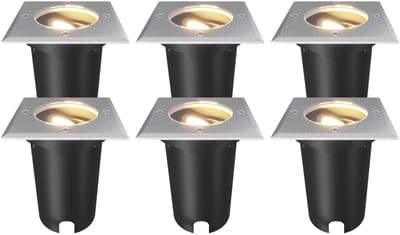 Ledvion Set van 6 LED Grondspot Buiten IP67 10W 230V GU10 vierkant