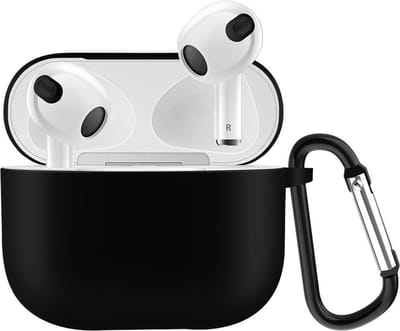 Lunso - Softcase cover hoes - Geschikt voor AirPods 3 - Zwart