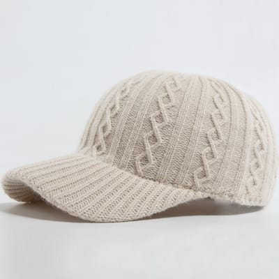 Nouvelle Casquette de Baseball Tricotée Mode Femme Homme Automne Hiver Chapeau Chaud Vintage Décontracté Casquettes Pour Dames Snapback Féminine Ajustable Adjustable white