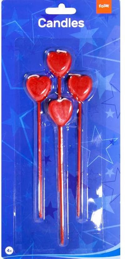 Folat - Candleset Hearts /4 - Valentijnsdag versiering - Valentijnsdag cadeau - valentijnsdag