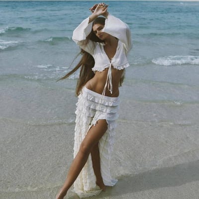 Nieuwe Sexy Taille-blootgestelde Bandjes Kant Strand Casual Vakantie Strand Inktvisjurk S gray