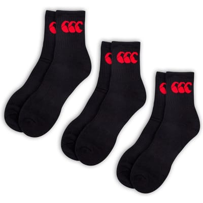 Canterbury Unisex Volwassen Bemanningsleden Sokken (Pakket van 3) (Zwart)