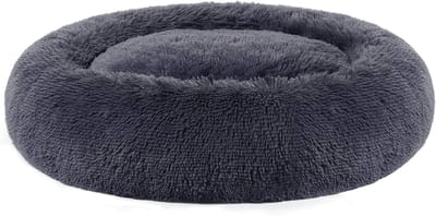 Famanu – Groot Rond Donut Huisdierbed – Wasbaar Pluche Katten- en Hondenbed met Uitneembare Middenkussens, Diameter 90 cm