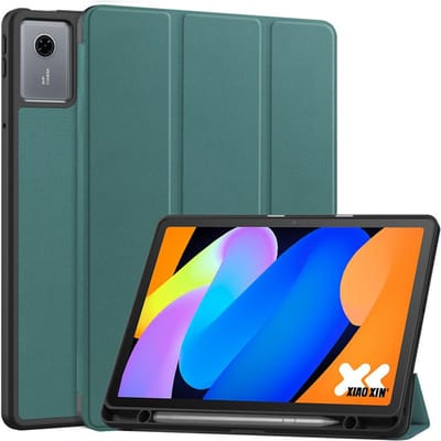 Coque pour Lenovo Idea Tab 11 TB336FU avec porte-stylo, couverture intelligente pliable en cuir magnétique pour Xiaoxin Pad 11 TB335FC Idea Tab 11 tb336fu vert foncé