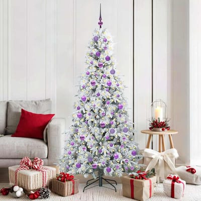 vidaXL - Kunstmatige - Hinged - Kerstboom - met - 300 - LED - Wit - 180 - cm - PE - en - PVC