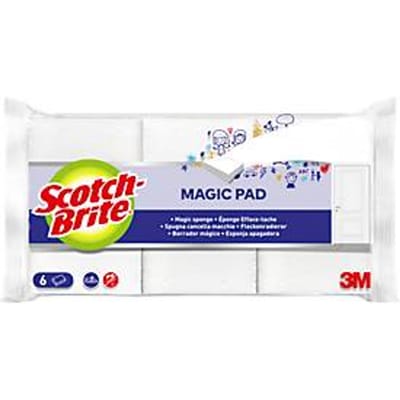 Scotch-Brite™ Magic Pad wisser, tegen krijtstrepen/vingerafdrukken/kalkaanslag/roestvlekken, chemicaliënvrij, foam, wit, 6 stuks