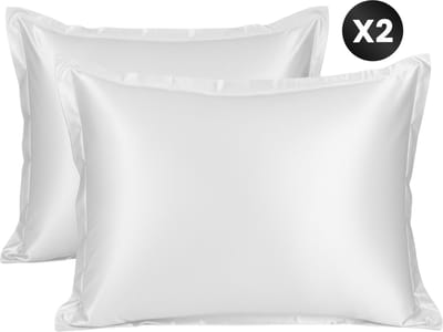 DIVERZA Satijnen Kussenslopen - Set van 2 kussenslopen - Glanzend en Zachte Satijnen Stof - 60x70cm - Wit