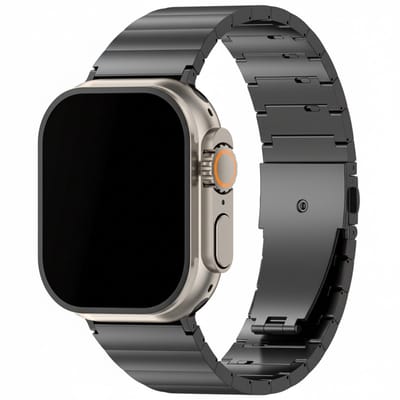 Titanium bandje - geschikt voor Apple Watch 1/2/3/4/5/6/7/8/9/10/11/ SE (1,2,3) met maat 38 mm / 40 mm / 41 mm en 42 mm (Watch 10/11) - luxe schakelband - zwart