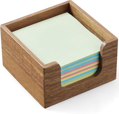 Sticky Note Houder, Acacia Houten Post It Notitiedispenser voor Kantoor Bureauaccessoires, Zelfklevende Note Pad Houder, Memo Pad Houder Dispenser Organizer voor School Kantoor Bureaubenodigdheden